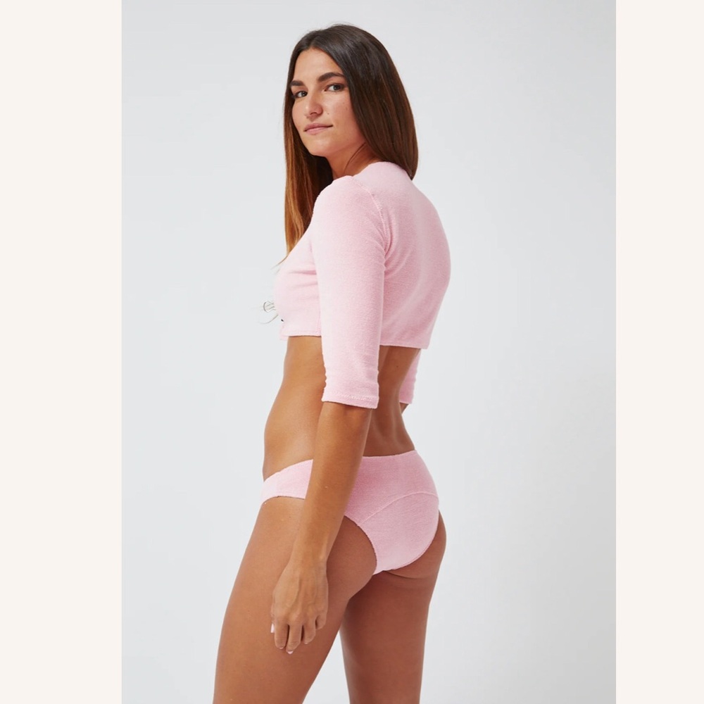 LISA MARIE FERNANDEZ: THE CARDIGAN in PINK TERRY CLOTH - Picture 4 of 10